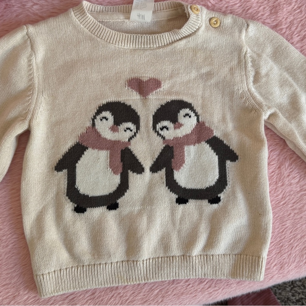 H&M Cream Penguin Sweater